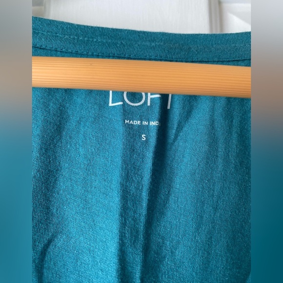 Loft Teal Blue Mixed Media Tank Top Size S - Picture 3 of 5